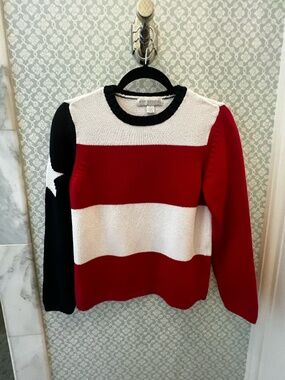 Vintage Red, White and Blue Petite Sophistic Sweater
